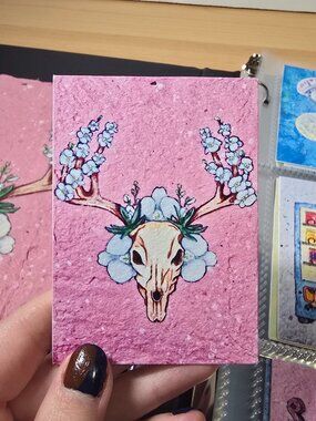 Orchids Deer Skull Mini Art 🦌🥀 Afterlife Mourning Print (Signed)